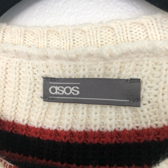 asos knit cream red and black sweater - Picture 2 of 4